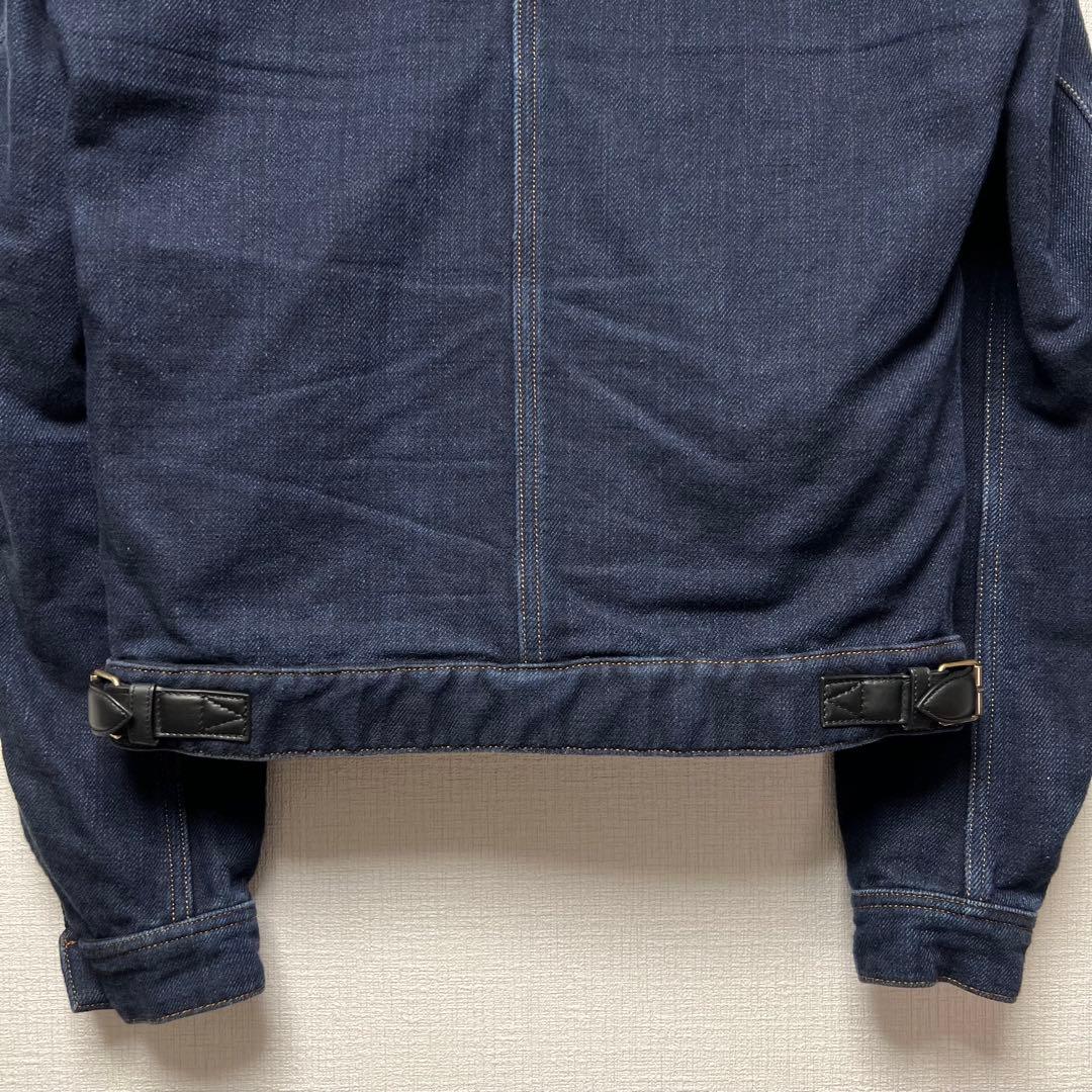 【濃紺／ロゴパッチ】ルイヴィトン デニムジャケット ブルゾン レザー装飾 44