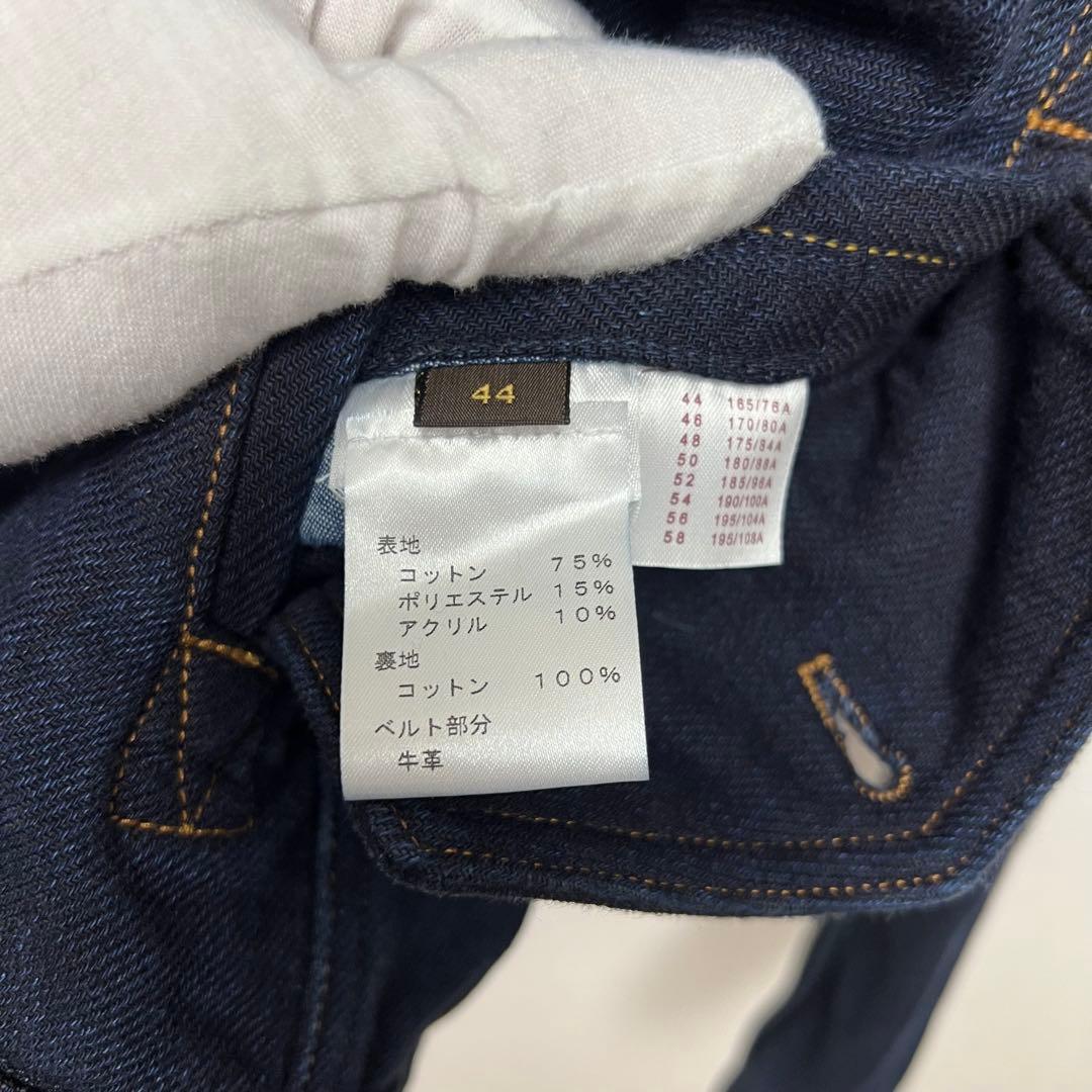 【濃紺／ロゴパッチ】ルイヴィトン デニムジャケット ブルゾン レザー装飾 44
