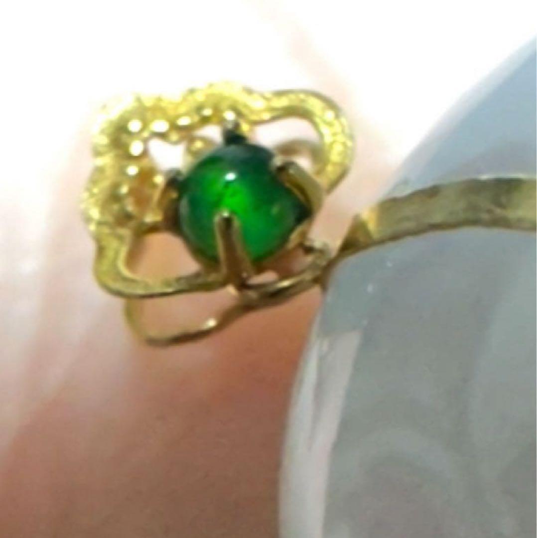 金18Kゴールド金製、無処理糯冰種天然本翡翠、翡翠の平安扣ペンダント