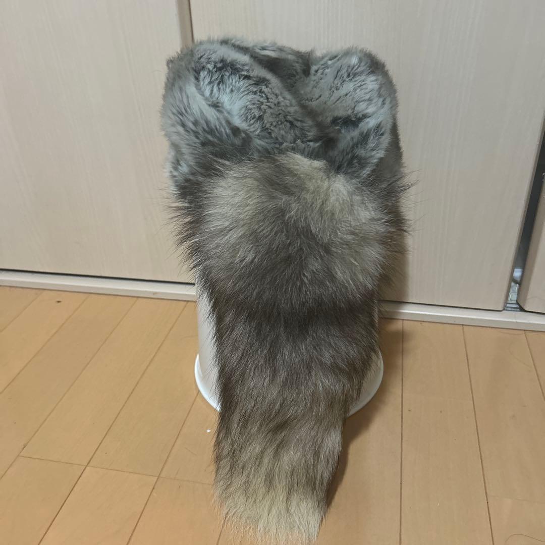 CA4LA キツネしっぽ付　ロシア帽 尻尾リアルファー バラ色の帽子 フォックス