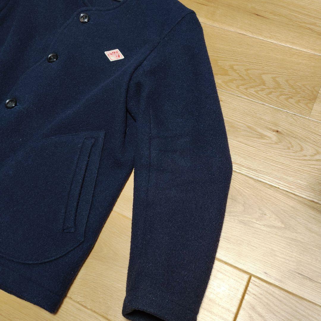 DANTON ダントン ノーカラー コート ウールモッサ 40 ネイビー