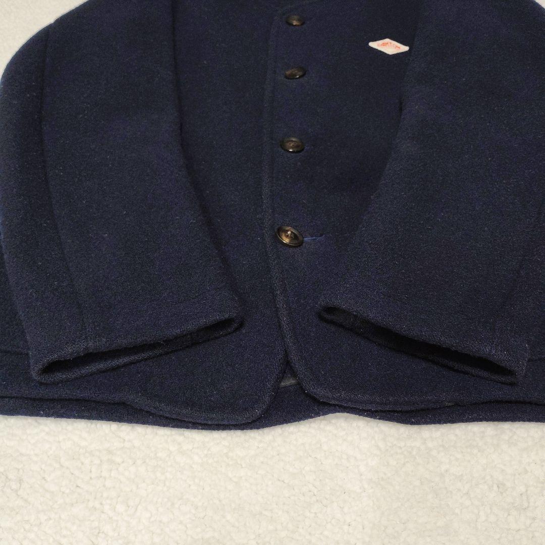 DANTON ダントン ノーカラー コート ウールモッサ 40 ネイビー