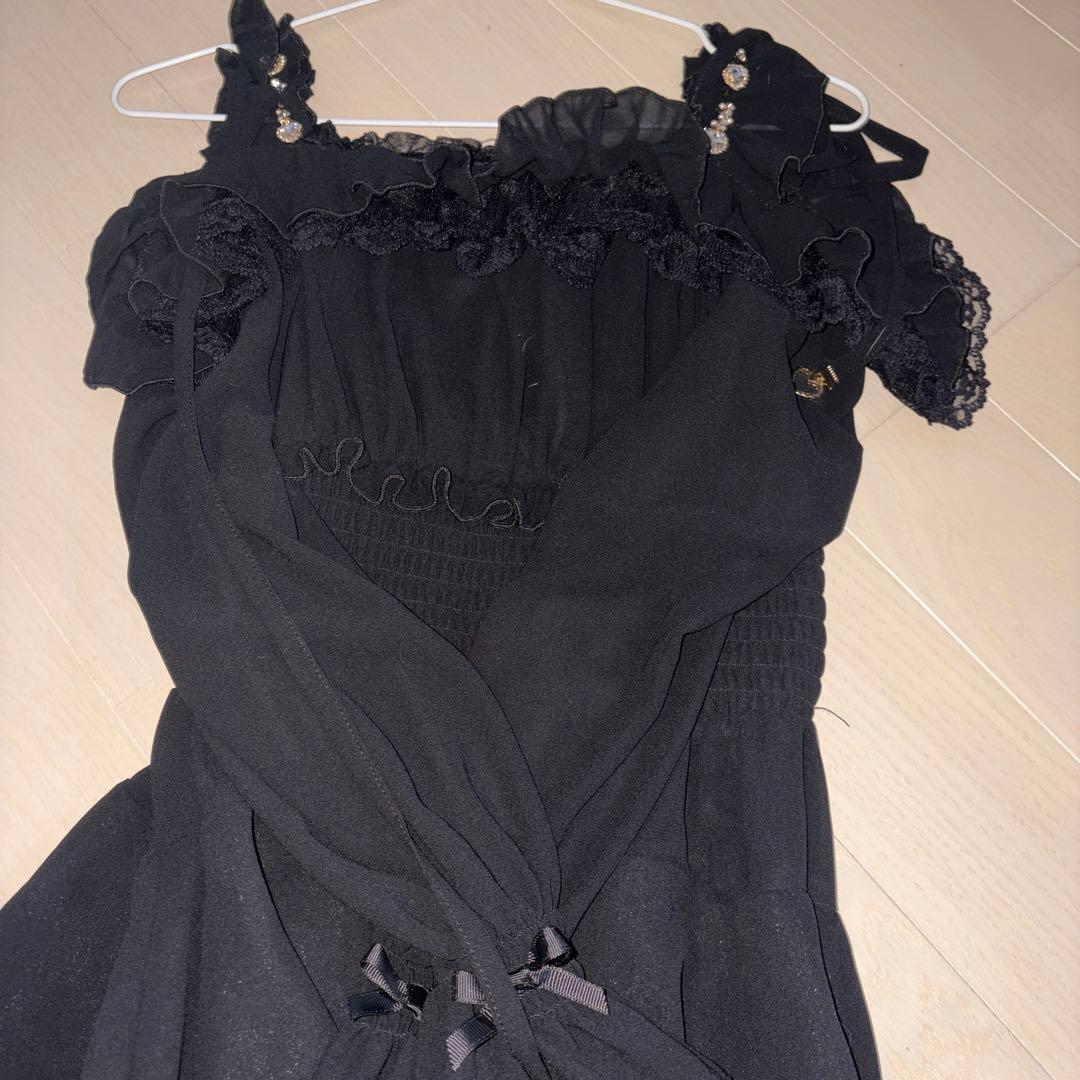 LIZLISA リズリサ オフショルシフォンセットアップ 黒