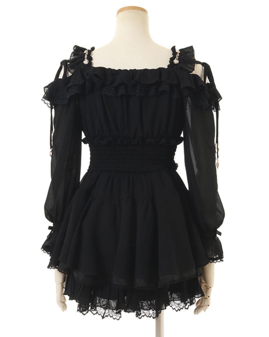 LIZLISA リズリサ オフショルシフォンセットアップ 黒