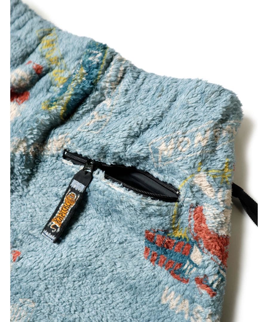 新品　KAPITAL 総柄フリース　パンツ　4 ライトブルー　キャピタル　水色