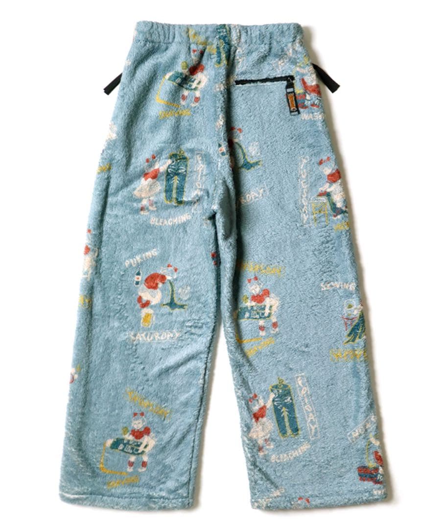 新品　KAPITAL 総柄フリース　パンツ　4 ライトブルー　キャピタル　水色