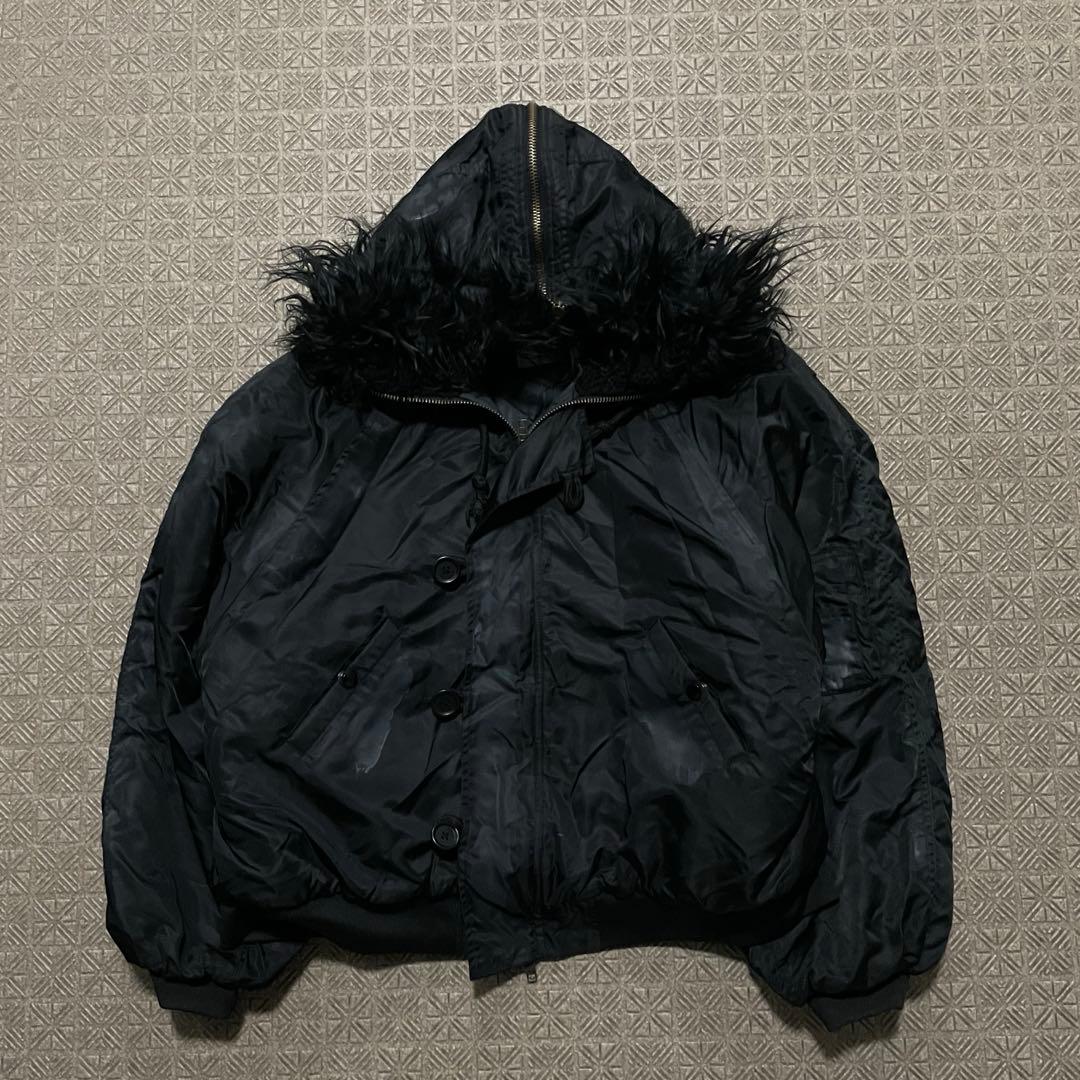 Y2K N2B OPIUM 短丈 フライト ボンバージャケット ファーフード47