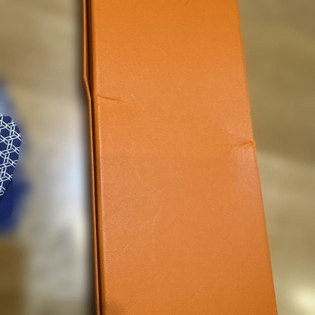 【値下】HERMES ネクタイ ネイビー 幾何学模様