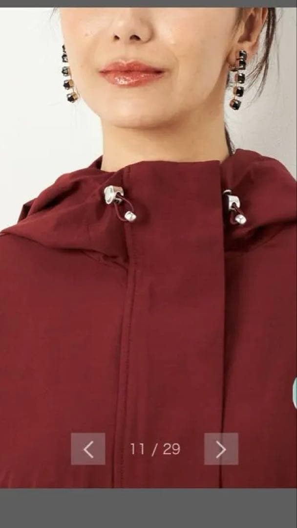 ぐるけん 他の方の購入お断り バーガンディ フード付き ロングコート