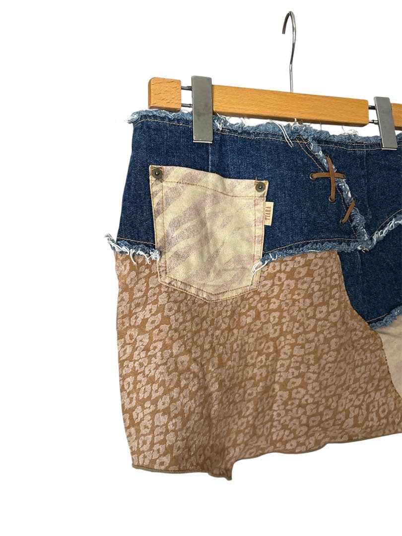 ティアラ ミニスカート デニム ヒョウ ゼブラ y2k 平成ギャル グランジ