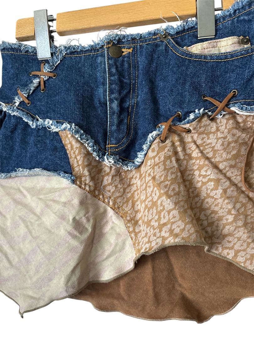 ティアラ ミニスカート デニム ヒョウ ゼブラ y2k 平成ギャル グランジ