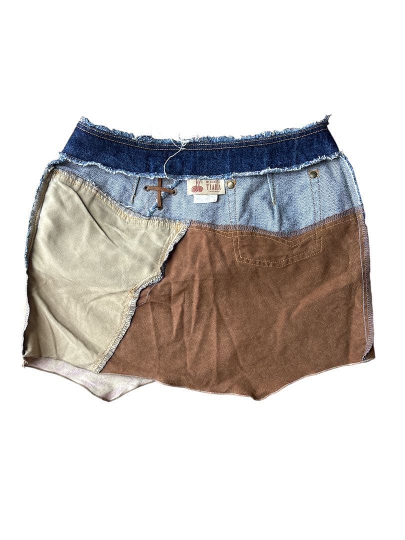 ティアラ ミニスカート デニム ヒョウ ゼブラ y2k 平成ギャル グランジ