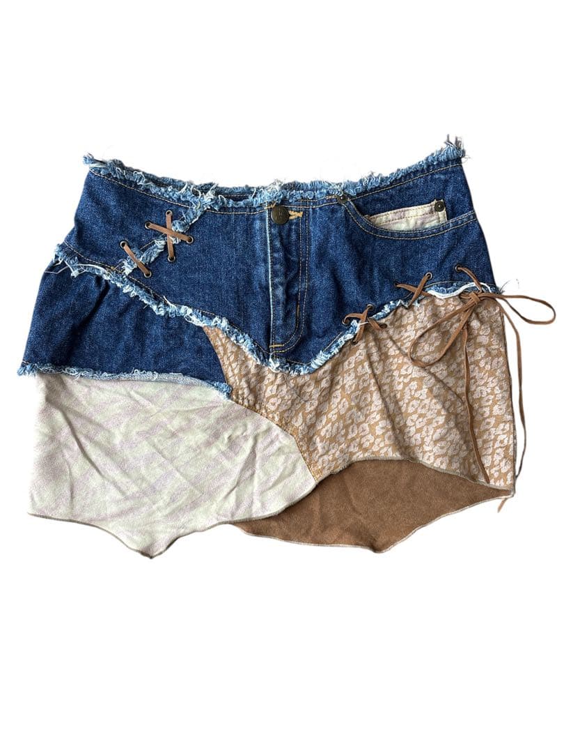 ティアラ ミニスカート デニム ヒョウ ゼブラ y2k 平成ギャル グランジ