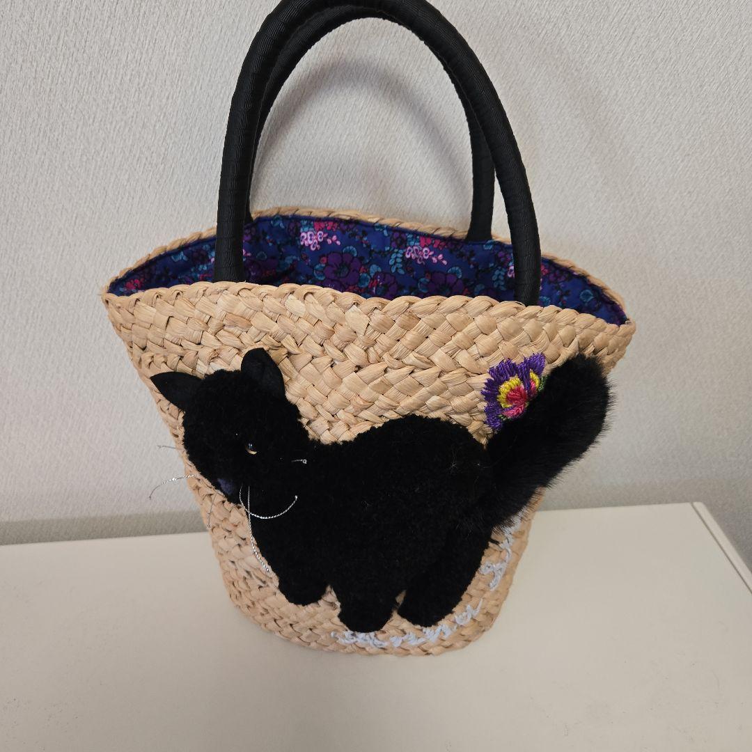アナスイ　黒猫のかごバッグ