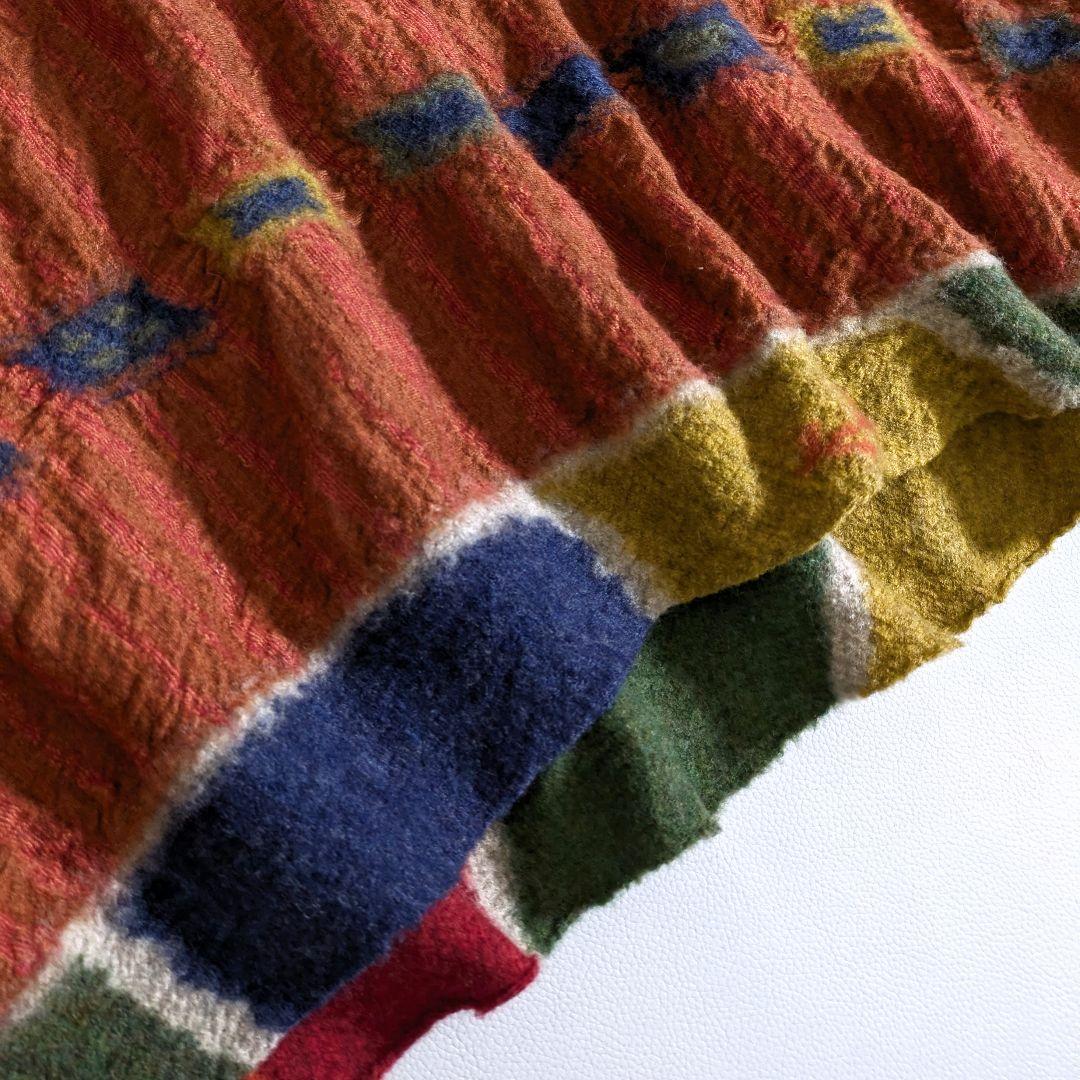 キャピタル／日本製 オリエンタルウールワンピース ヘムライン オレンジ 総柄