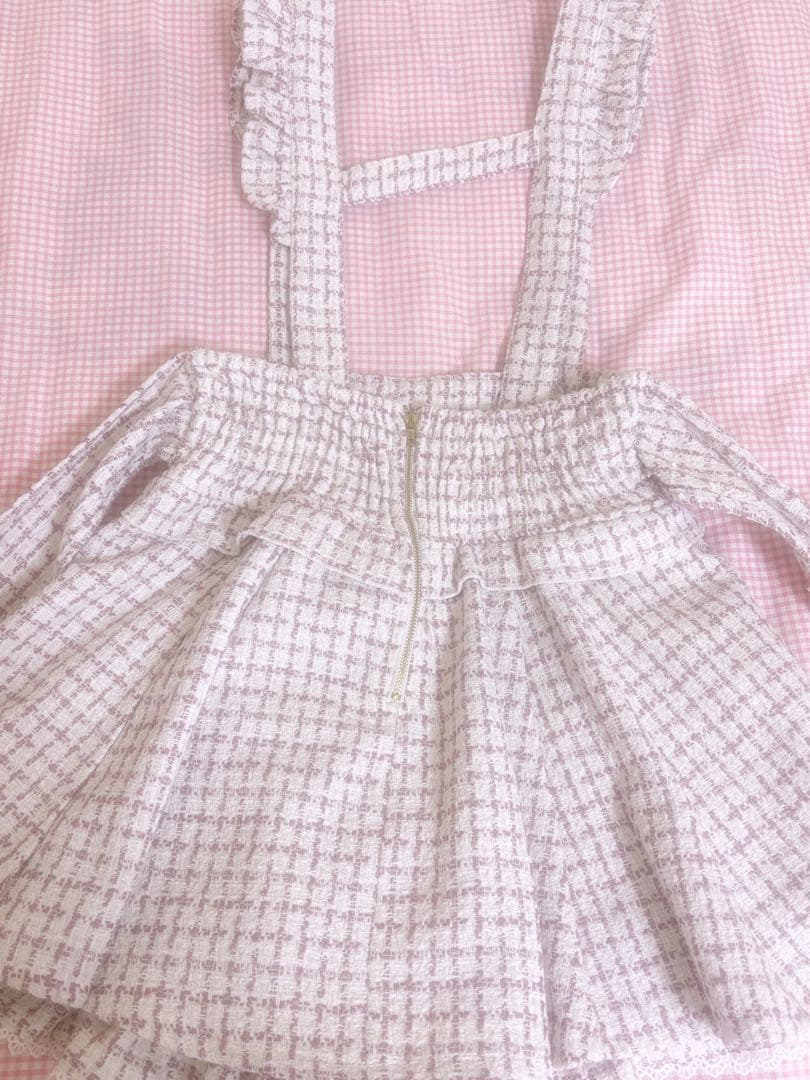 LIZLISA リズリサ ツイードサスペンダー付きスカパン