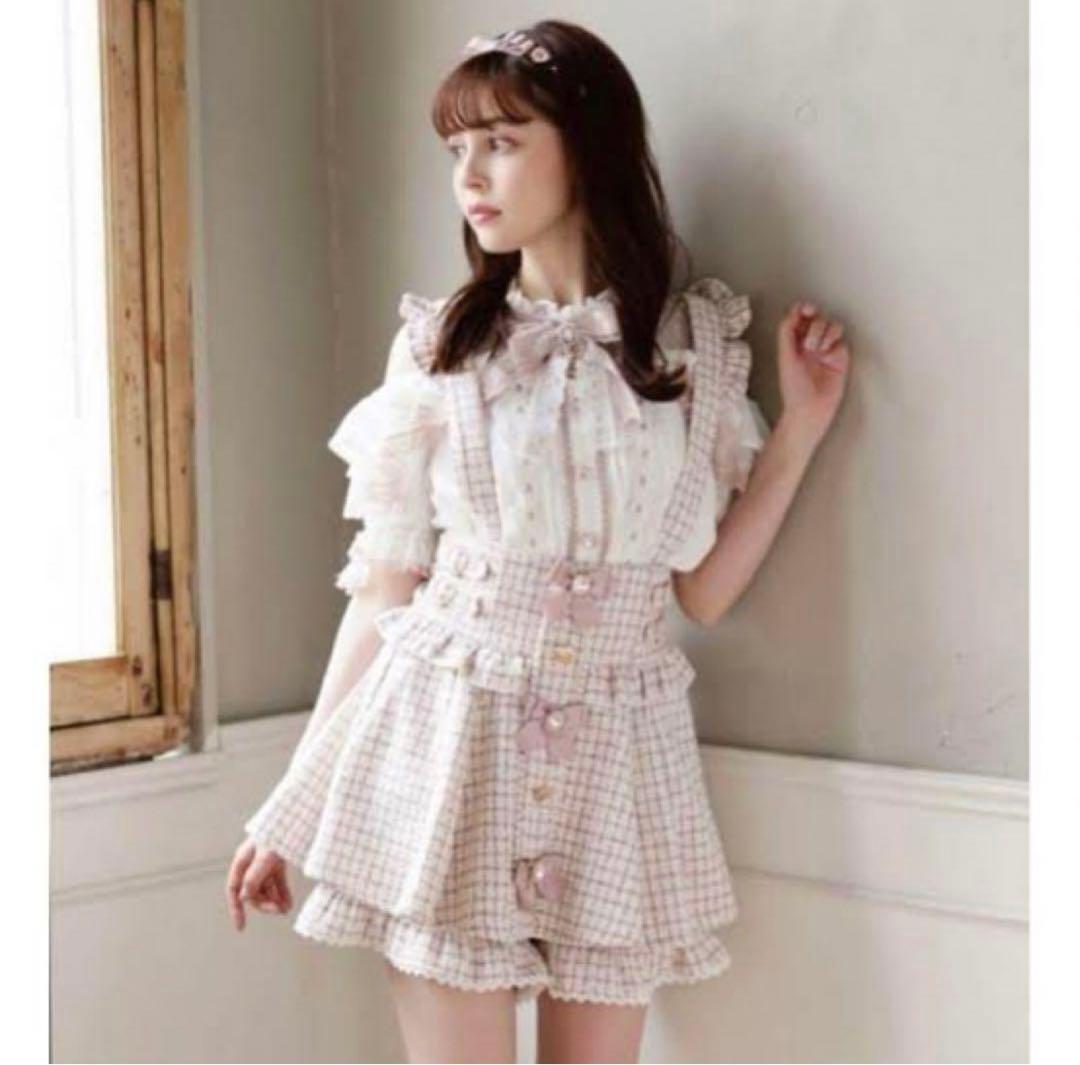 LIZLISA リズリサ ツイードサスペンダー付きスカパン