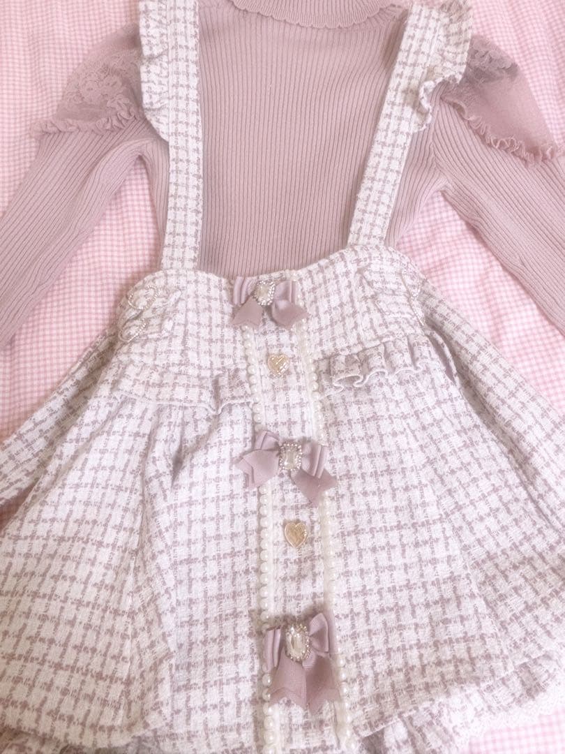 LIZLISA リズリサ ツイードサスペンダー付きスカパン