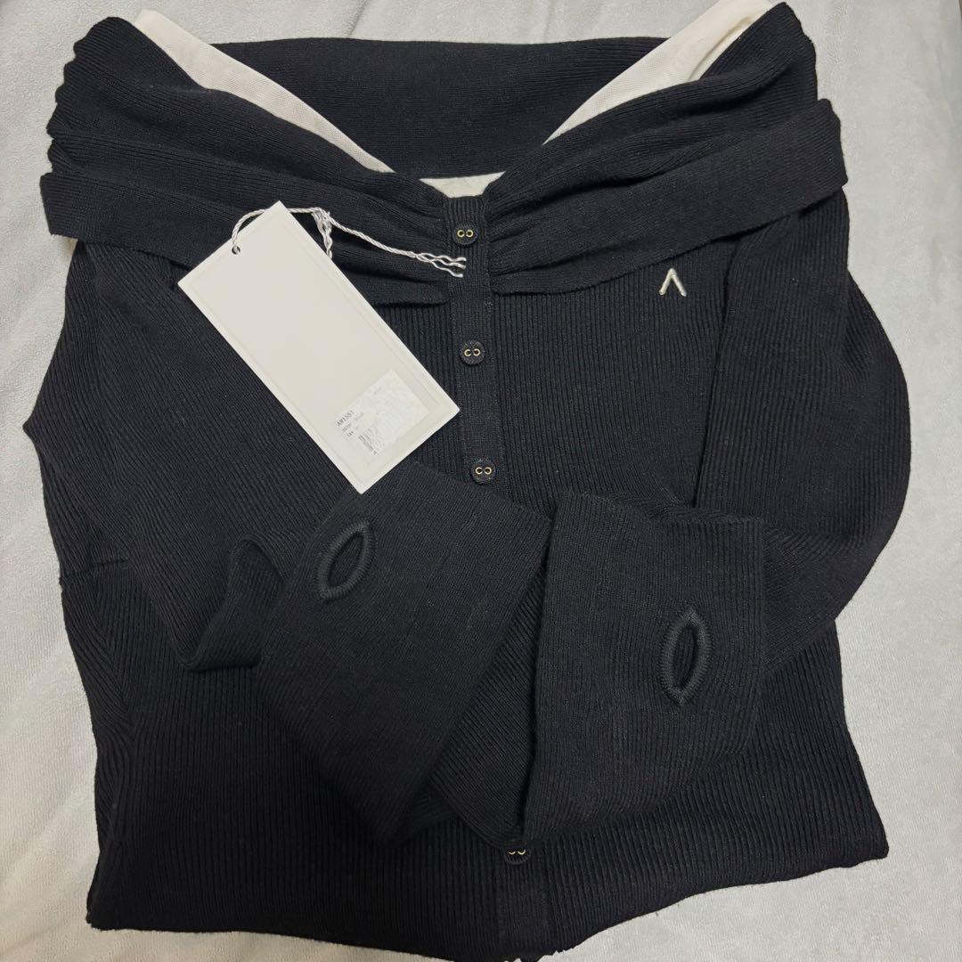 トップス ANDMARY Shannon tulle knit tops BLACK