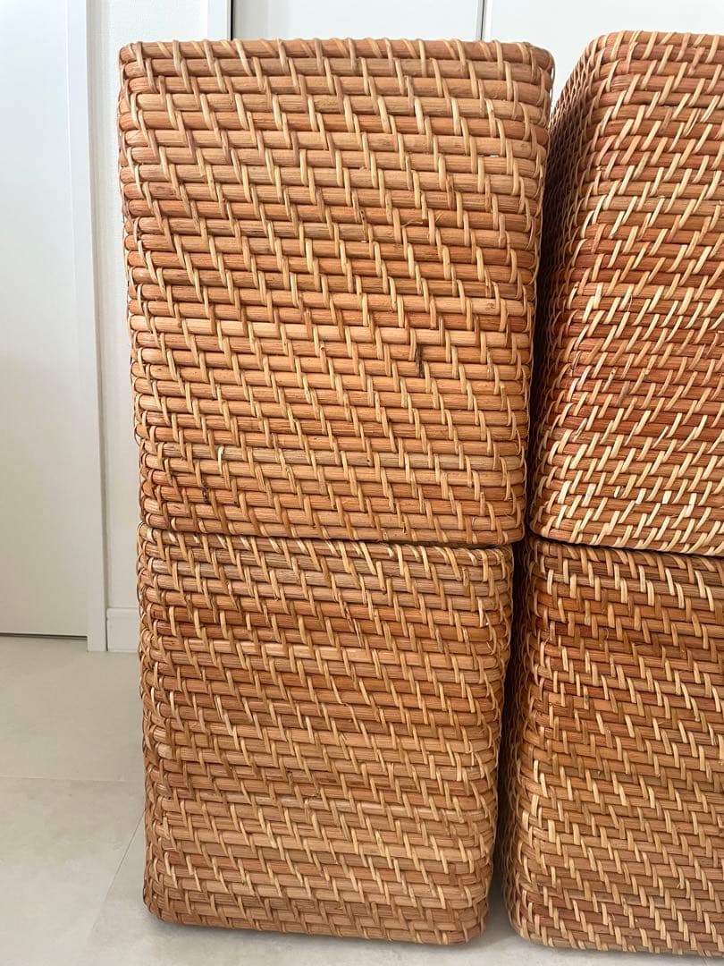 無印良品　ラタンバスケット　特大4個　蓋付きバスケット1個　計5個