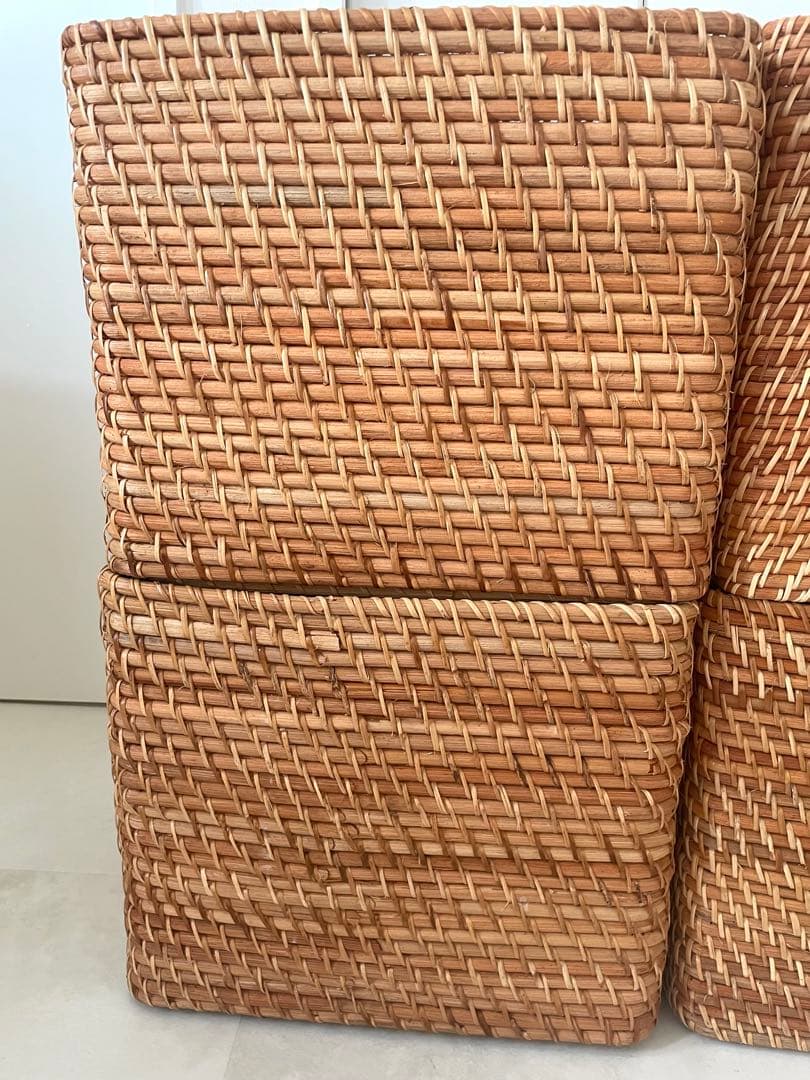 無印良品　ラタンバスケット　特大4個　蓋付きバスケット1個　計5個