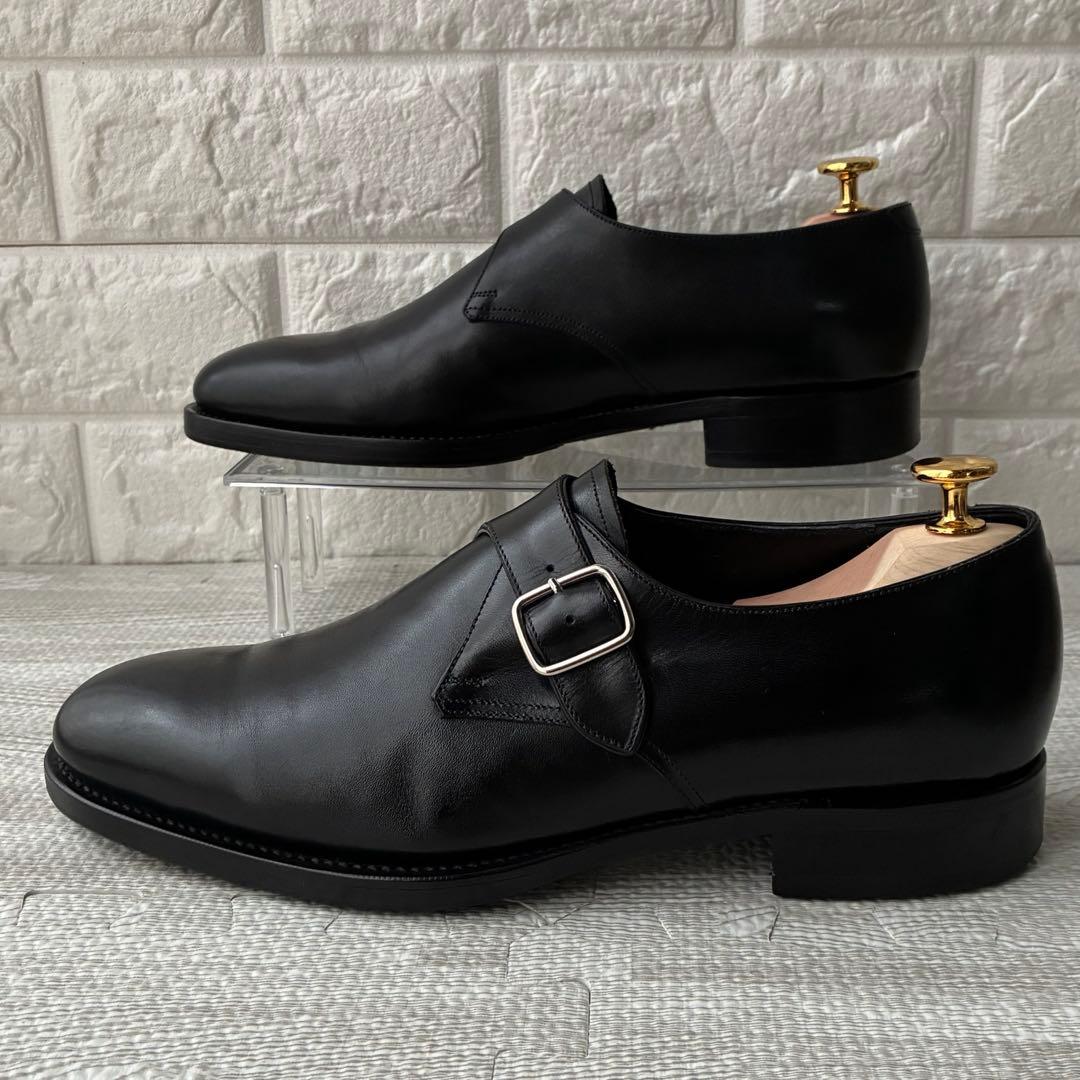 ユナイテッドアローズ 革靴 黒 UK7 シングルモンクストラップ フォーマル