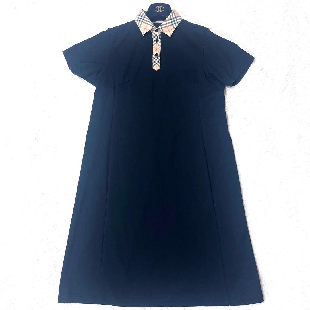 極美品☆バーバリーゴルフノバチェックワンピース黒