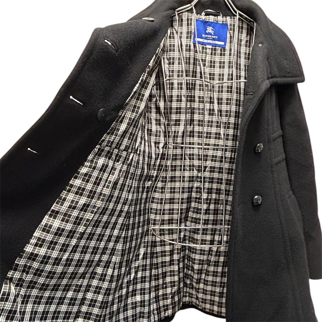 バーバリーブルーレーベル ロングコート ダブル アンゴラ混 ノバチェック 38