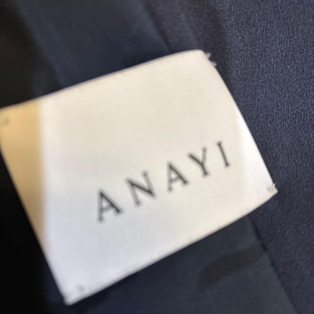 ANAYIネイビー ノーカラージャケット