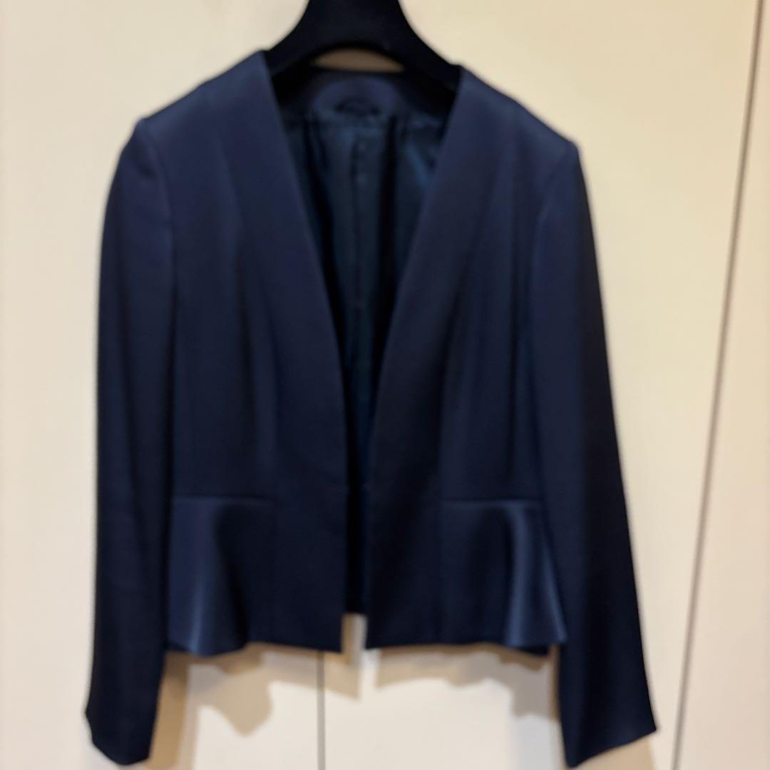 ANAYIネイビー ノーカラージャケット