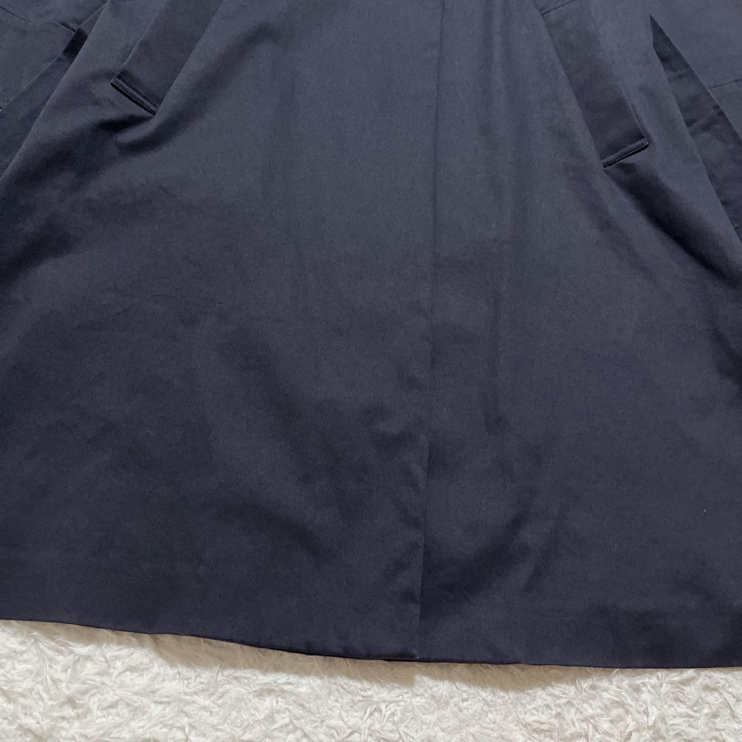 美品✨自由区　セミダブル ノーカラーコート　紺　ベルト付き　ロングコート　40