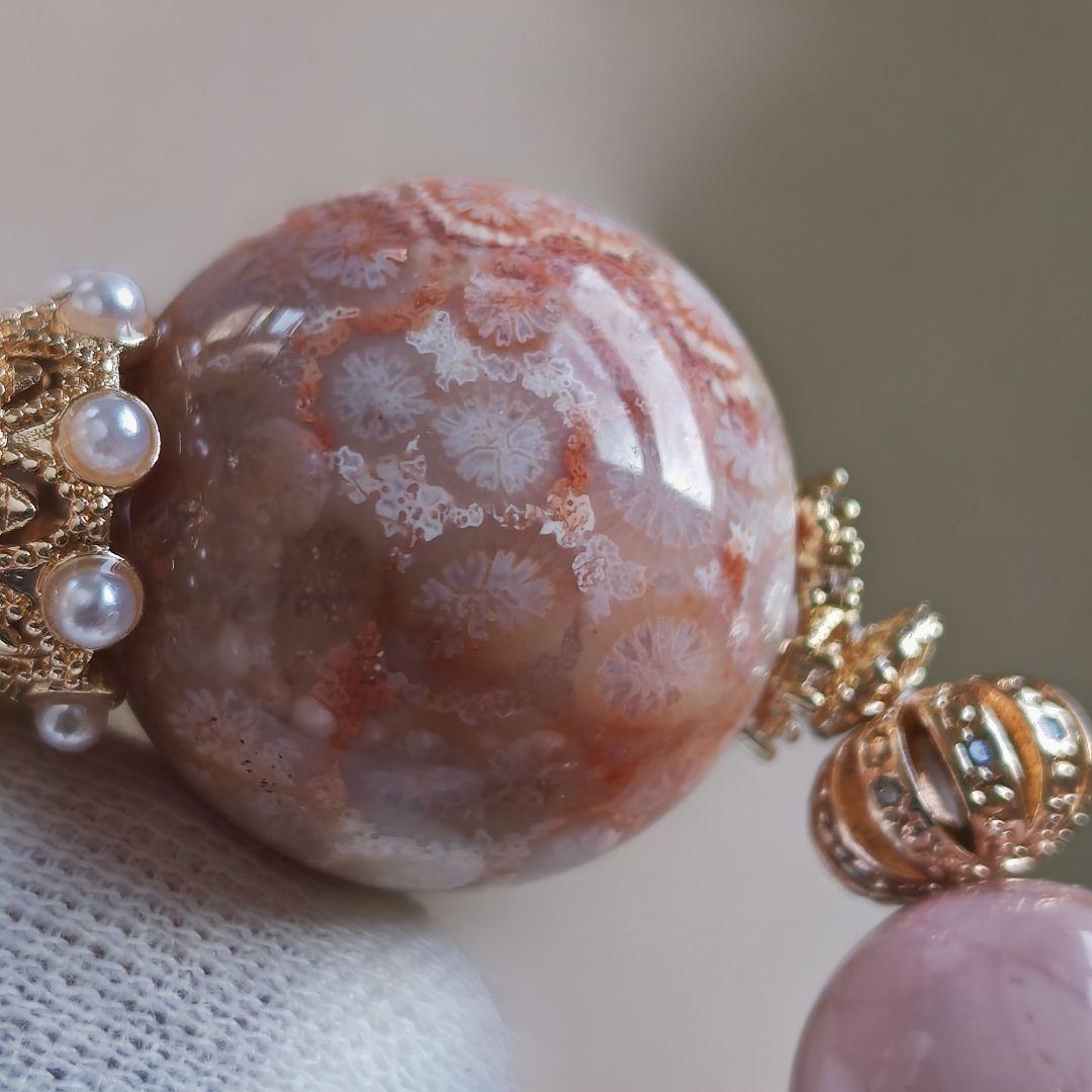 新作♡特大フォッシルコーラル、ピンク阿拉善瑪瑙、マザーオブパール