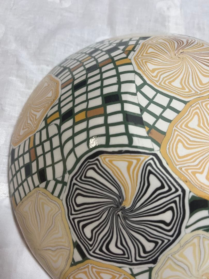 もも　ハラダマホ／練り上げ／ミカン模様の陶器製ボウル