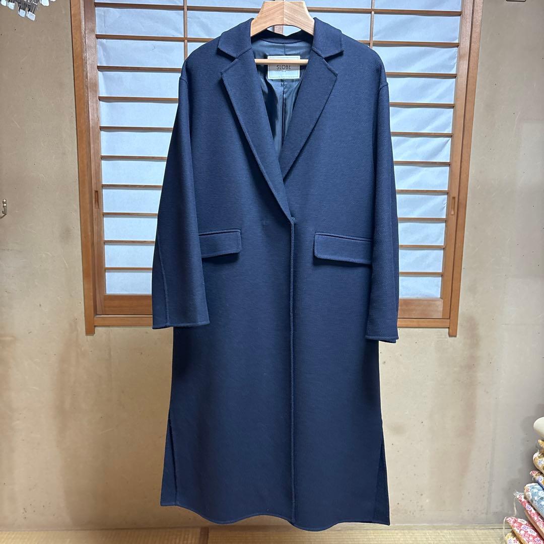 SLOBE IENA ダブルフェイスチェスターコートネイビー38