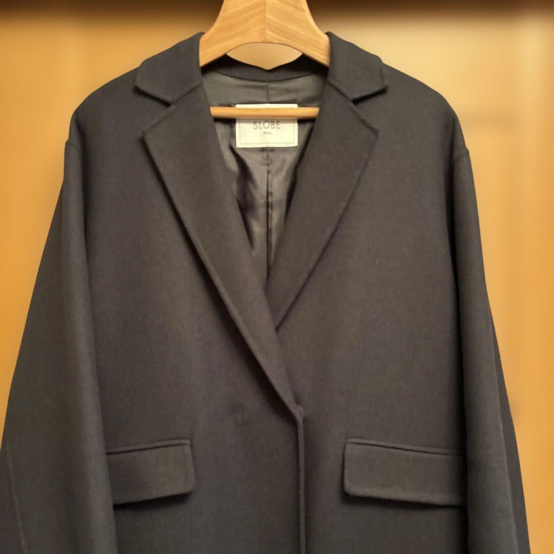 SLOBE IENA ダブルフェイスチェスターコートネイビー38