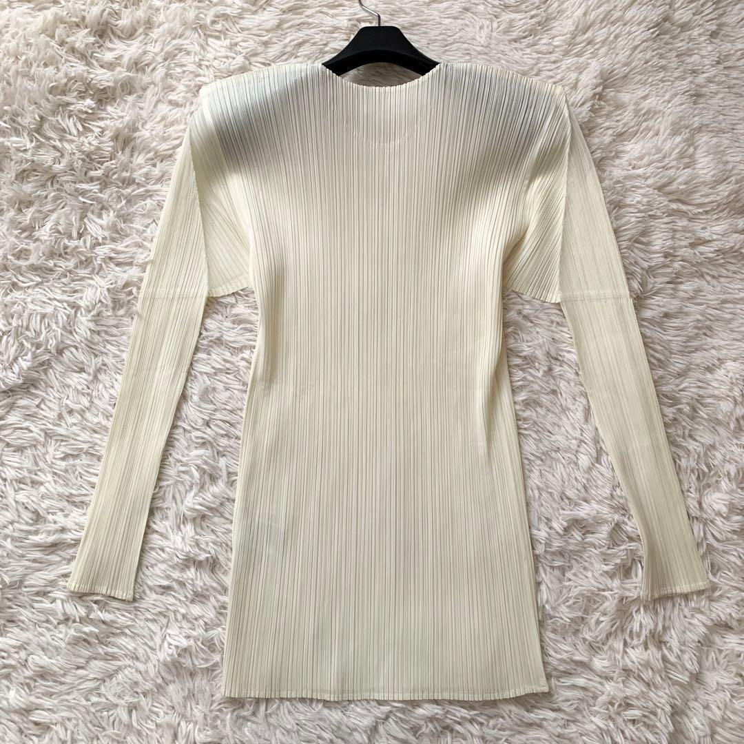 未使用級 希少サイズ✨プリーツプリーズ トップス カットソー 長袖 無地 白