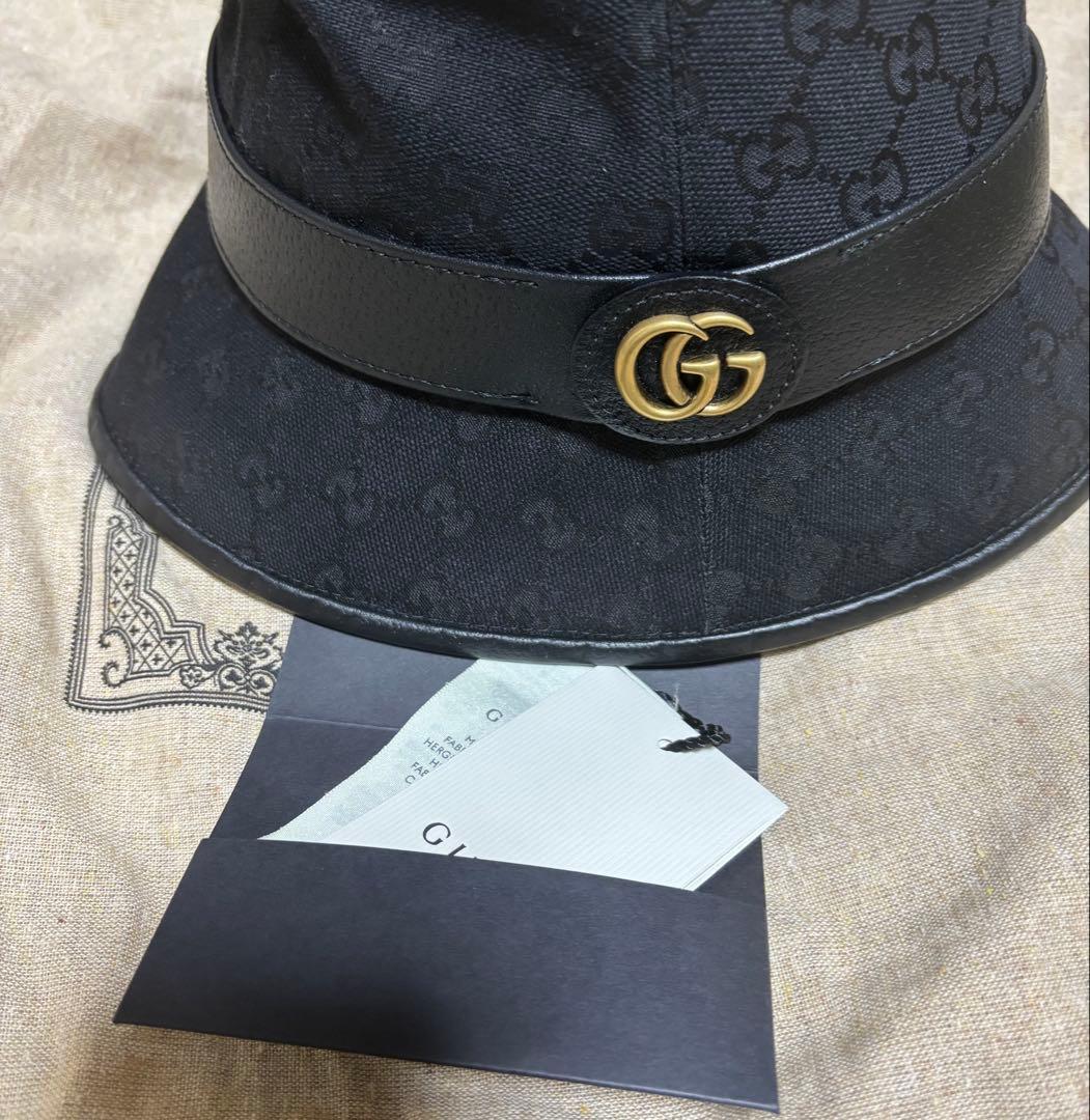 GUCCI キャンパスバケットハット　黒