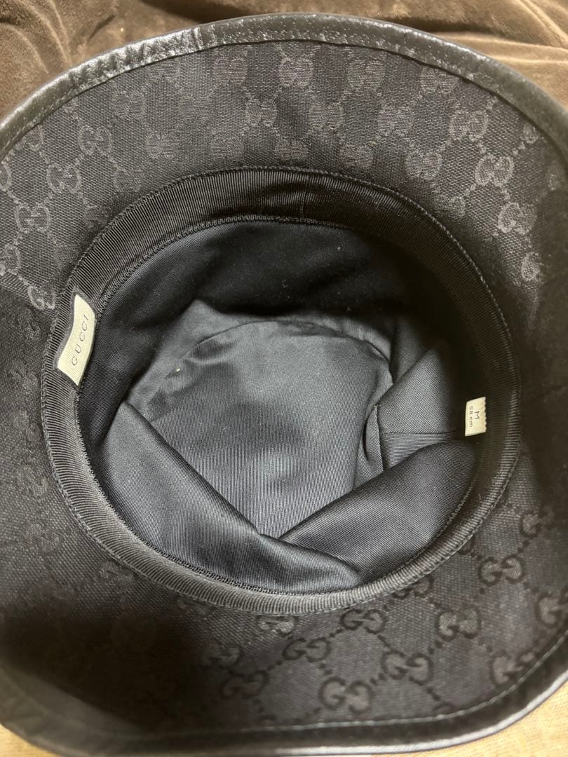 GUCCI キャンパスバケットハット　黒