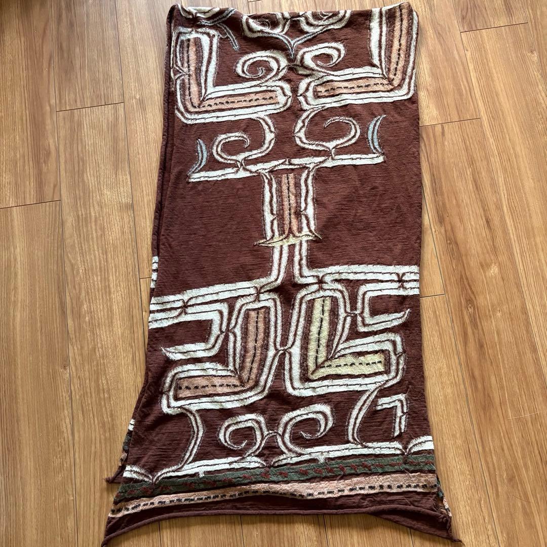 希少　美品　KAPITALマフラー　アイヌ紋様 縮絨ウール　ストール 男女兼用