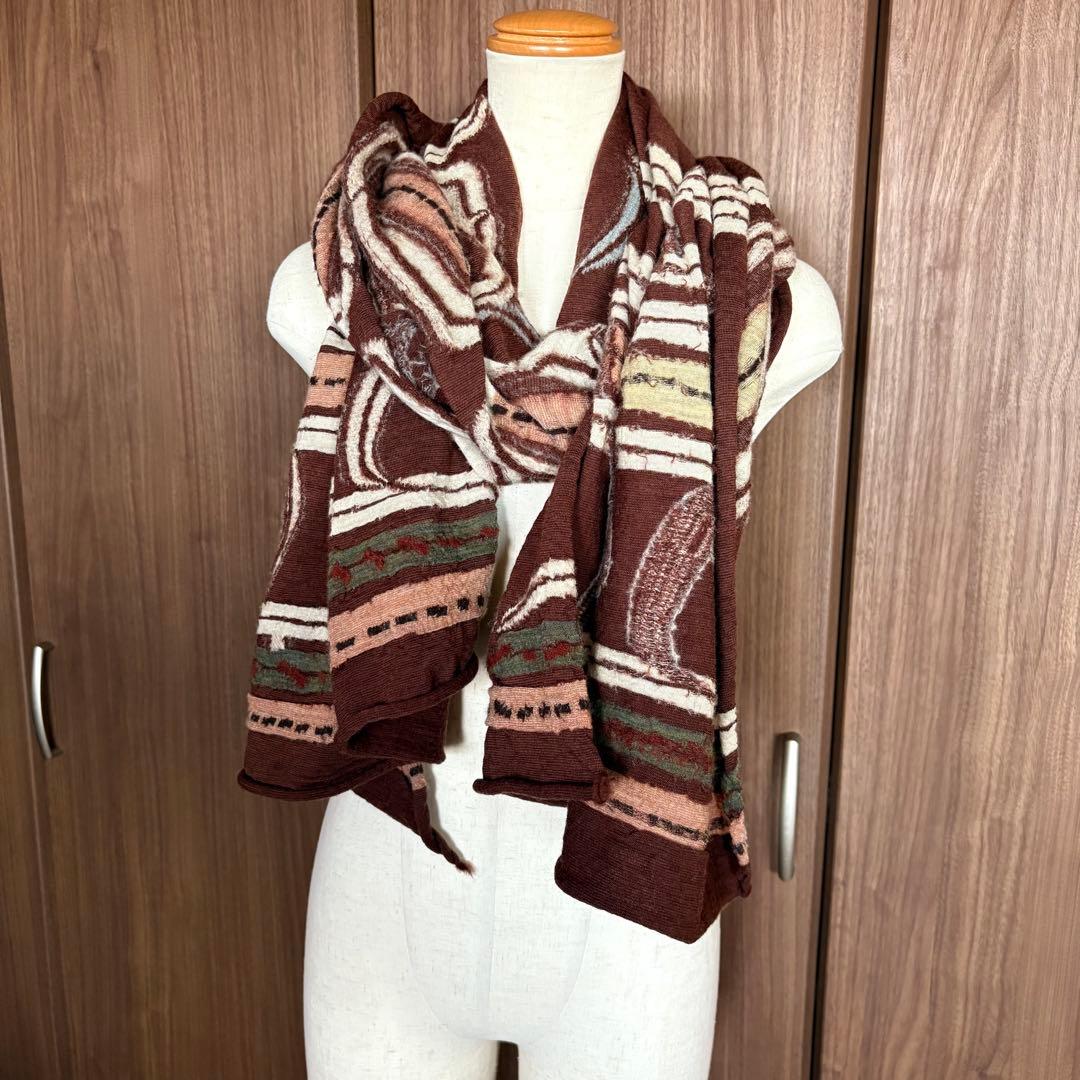 希少　美品　KAPITALマフラー　アイヌ紋様 縮絨ウール　ストール 男女兼用