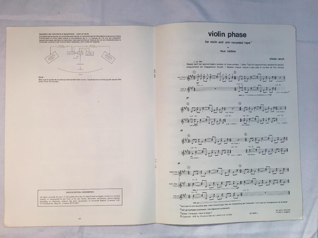 Steve Reich のSong Collection 5 Score