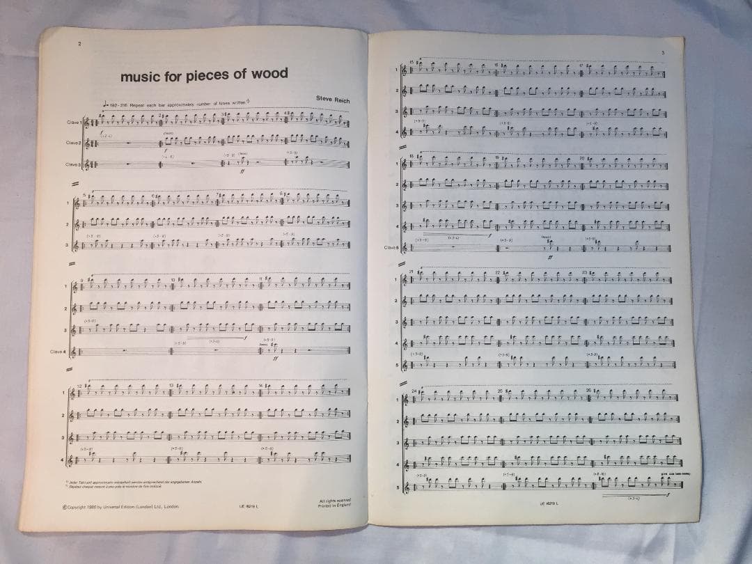 Steve Reich のSong Collection 5 Score