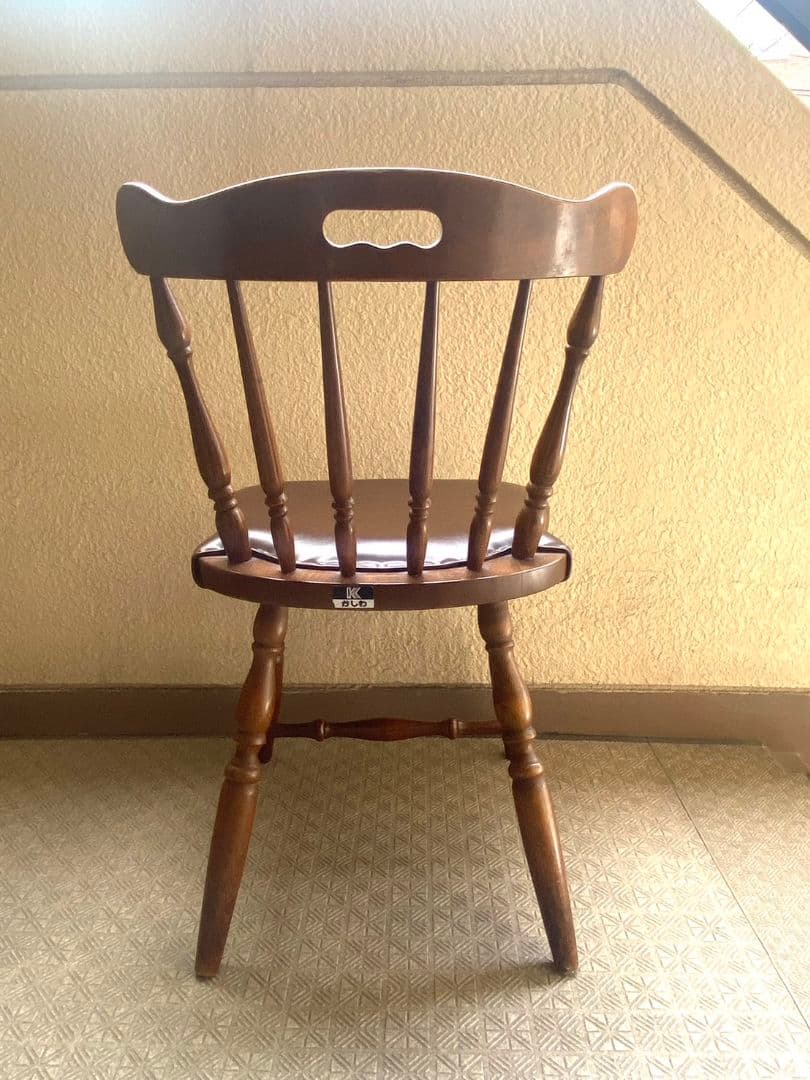 柏木工「KASHIWA」座面革張り 鋲打ち ダイニングチェア アンティークチェア