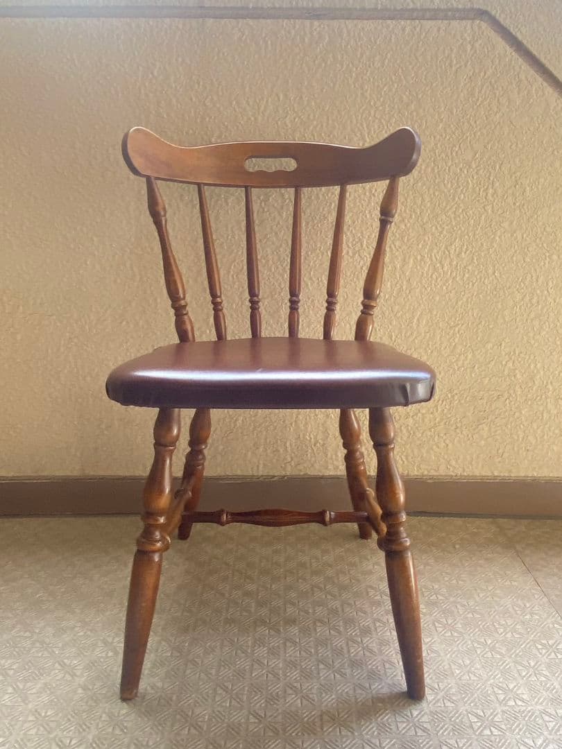 柏木工「KASHIWA」座面革張り 鋲打ち ダイニングチェア アンティークチェア