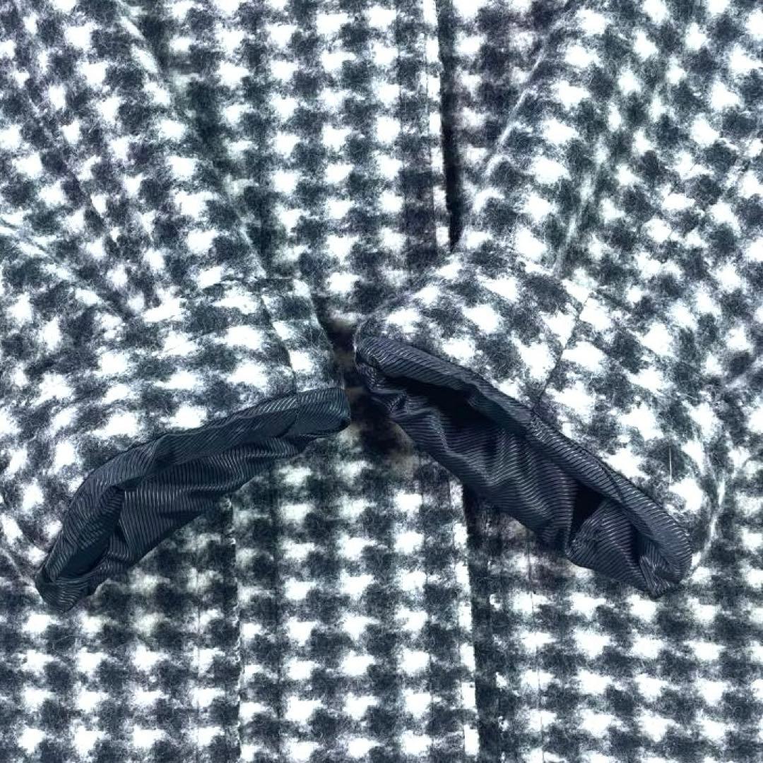 ADAM ET ROPE スタンドカラー コート ウール混 千鳥格子 フリー