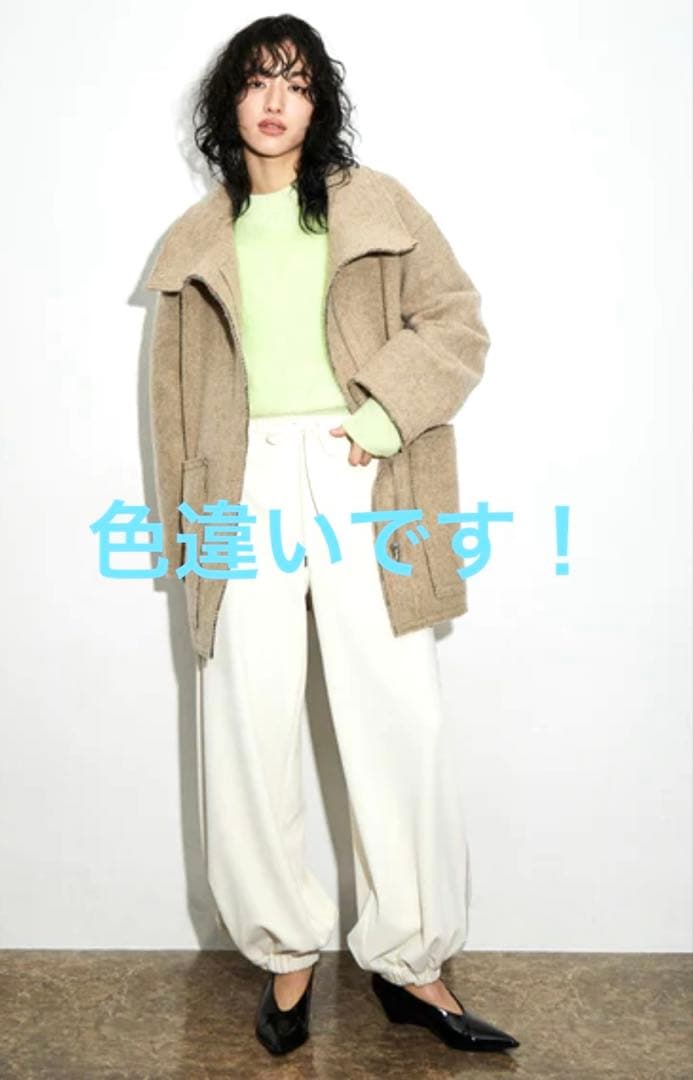 ADAM ET ROPE スタンドカラー コート ウール混 千鳥格子 フリー