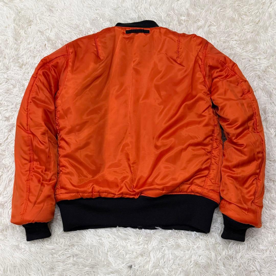 1788　AVIREX　MA-1フライトジャケット　バックロゴ　L　黒　ブラック