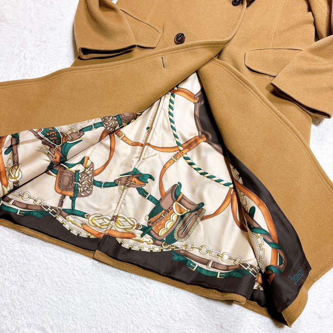 Herno ヘルノ キャメル ロングコート ファー付き 裏地 シルク