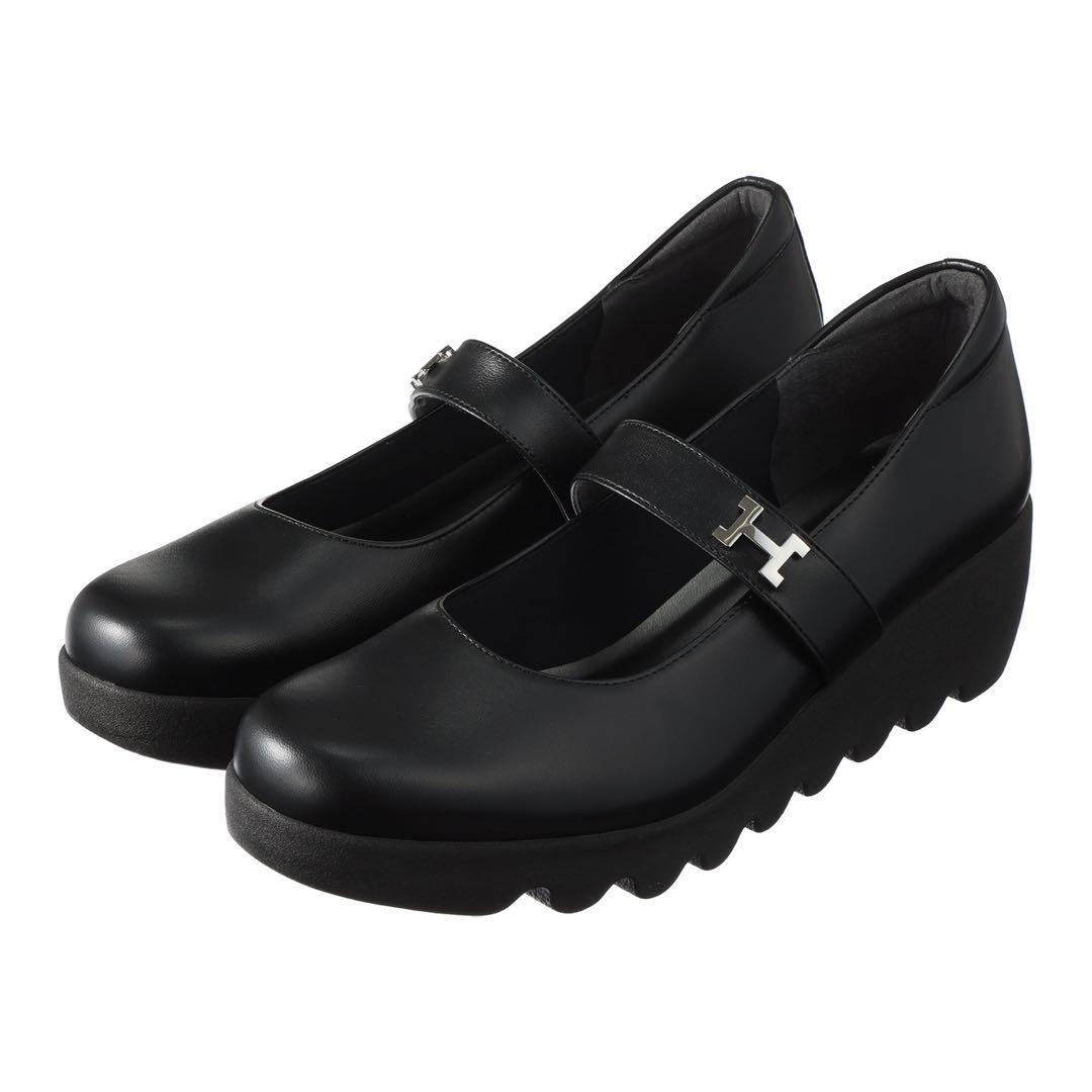 A271ヒルズアヴェニュー ＜日本製＞レザー ストラップ ウェーブソールパンプス