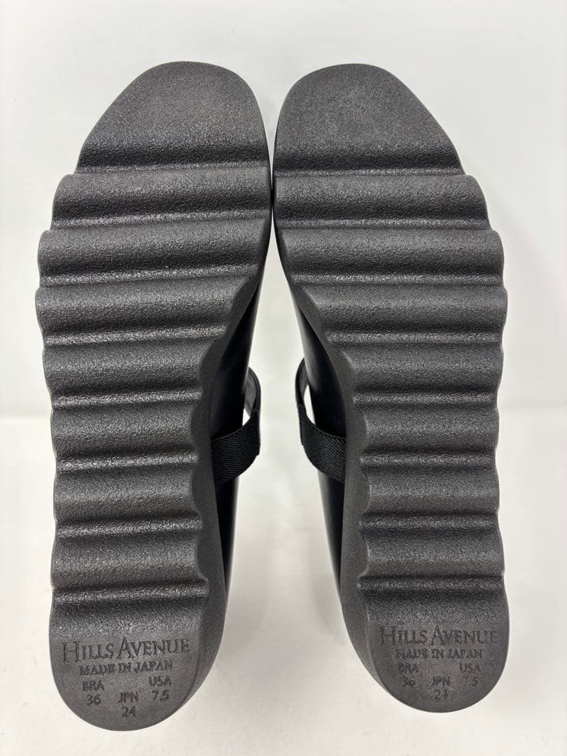 A271ヒルズアヴェニュー ＜日本製＞レザー ストラップ ウェーブソールパンプス